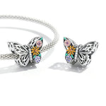 Acessórios DIY para Pulseira e Colar com Contas de Flor e Borboleta em Prata Esterlina S925, Flor e Borboleta