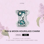 Contas de Sol, Lua e Ampulheta em Prata Esterlina S925 para DIY em Pulseira ou Colar, Sol, Lua e Ampulheta
