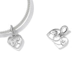 Pendente de Mãos Dadas em Forma de Coração em Prata Esterlina S925 para DIY Pulseira Colar Acessórios, Mãos Dadas
