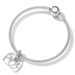 Pendente de Mãos Dadas em Forma de Coração em Prata Esterlina S925 para DIY Pulseira Colar Acessórios, Mãos Dadas