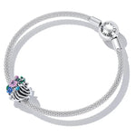 Contas de Flor de Costela em Forma de Coração em Prata Esterlina S925 para DIY Pulseira Colar Acessórios, Flor de Costela em Coração