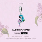 Pendente de Papagaio em Prata Esterlina S925 para DIY Pulseira Colar Acessórios, Papagaio