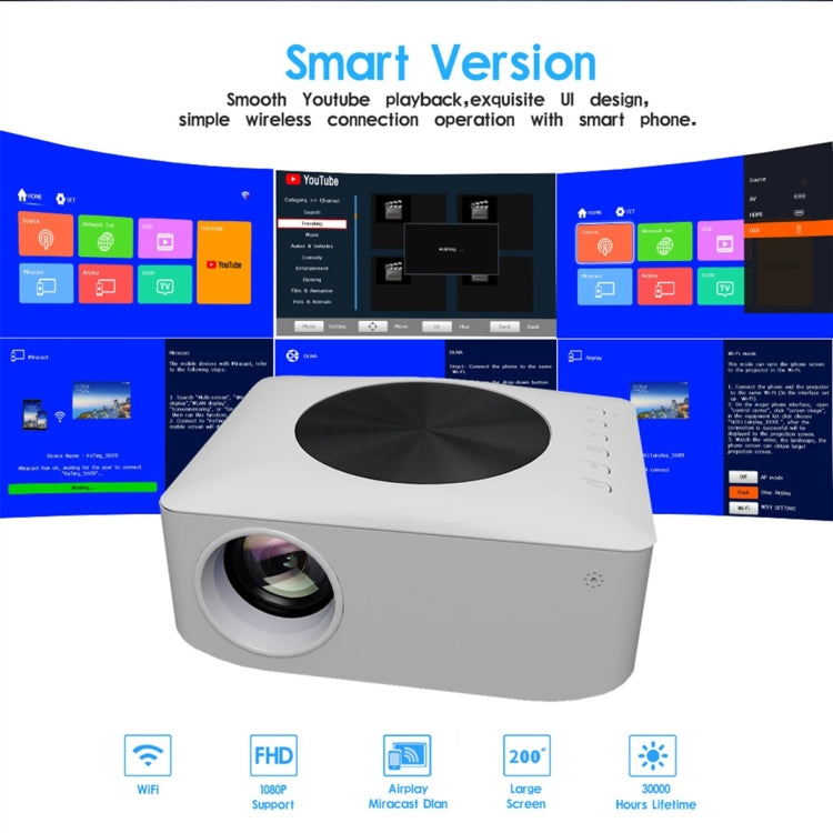 Projetor Inteligente Mini LCD LED Y2 800x480P 80ANSI, Ficha US, Ficha UK, Ficha AU, Ficha UE