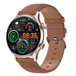 Relógio Inteligente HK8Pro com Ecrã AMOLED de 1,36 polegadas e Correia de Couro, Suporta Função NFC / Monitorização de Oxigénio no Sangue, Correia de Couro (Preto), Correia de Couro (Dourado), Correia de Couro (Prateado)