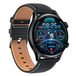 Relógio Inteligente HK8Pro com Ecrã AMOLED de 1,36 polegadas e Correia de Couro, Suporta Função NFC / Monitorização de Oxigénio no Sangue, Correia de Couro (Preto), Correia de Couro (Dourado), Correia de Couro (Prateado)