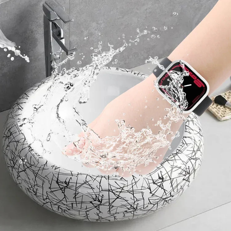 Capa de Relógio Impermeável PC+Película Temperada, para Apple Watch Series 9 / 8 / 7 41mm, para Apple Watch Series 9 / 8 / 7 45mm