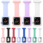 Pulseira de silicone para enfermeira com broche, estojo para Apple Watch Series, 7 41mm / 6&SE&5&4 40mm / 3&2&1 38mm, 7 45mm / 6&SE&5&4 44mm / 3&2&1 42mm