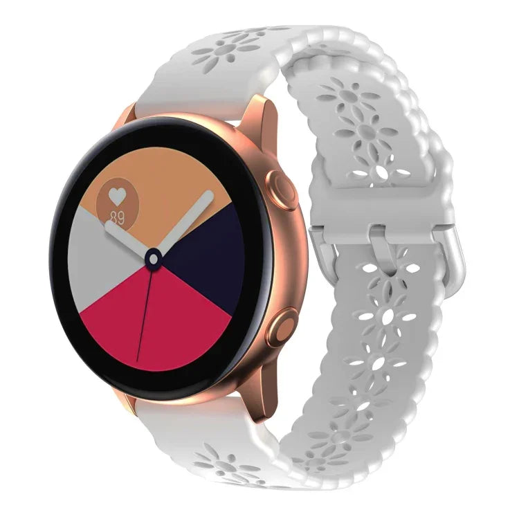 Pulseira de relógio em silicone com padrão de flor de ameixeira oca, para Samsung Galaxy Watch4 40/44mm, para Samsung Galaxy Watch4 Classic 42/46mm