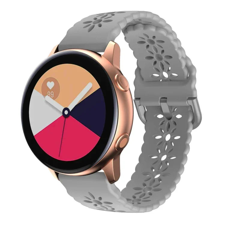 Pulseira de relógio em silicone com padrão de flor de ameixeira oca, para Samsung Galaxy Watch4 40/44mm, para Samsung Galaxy Watch4 Classic 42/46mm
