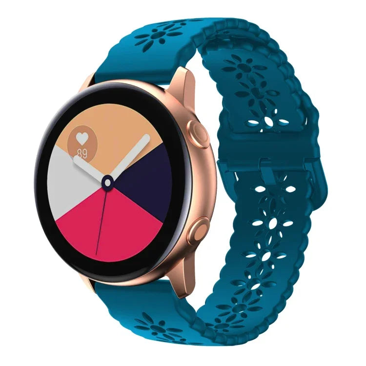 Pulseira de relógio em silicone com padrão de flor de ameixeira oca, para Samsung Galaxy Watch4 40/44mm, para Samsung Galaxy Watch4 Classic 42/46mm