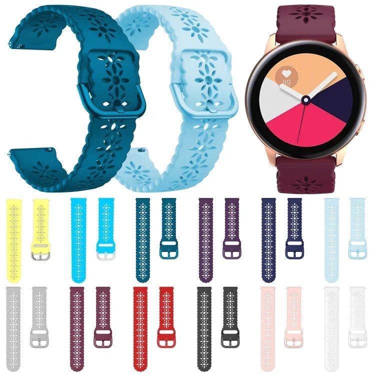 Pulseira de relógio em silicone com padrão de flor de ameixeira oca, para Samsung Galaxy Watch4 40/44mm, para Samsung Galaxy Watch4 Classic 42/46mm