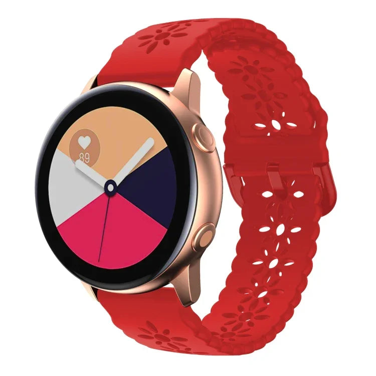 Pulseira de relógio em silicone com padrão de flor de ameixeira oca, para Samsung Galaxy Watch4 40/44mm, para Samsung Galaxy Watch4 Classic 42/46mm