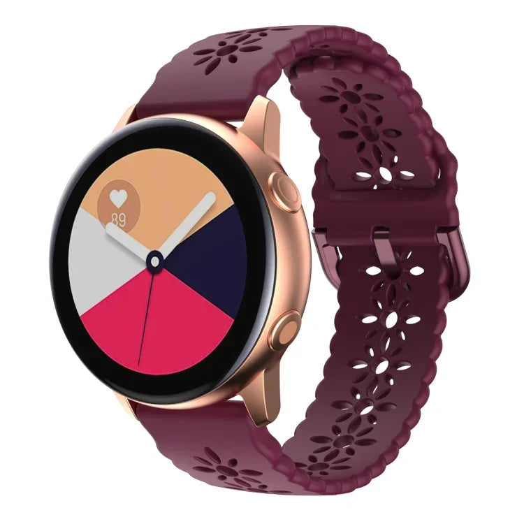 Pulseira de relógio em silicone com padrão de flor de ameixeira oca, para Samsung Galaxy Watch4 40/44mm, para Samsung Galaxy Watch4 Classic 42/46mm