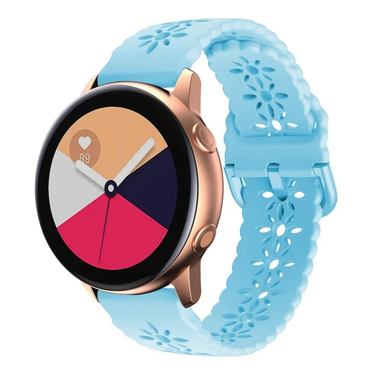 Pulseira de relógio em silicone com padrão de flor de ameixeira oca, para Samsung Galaxy Watch4 40/44mm, para Samsung Galaxy Watch4 Classic 42/46mm