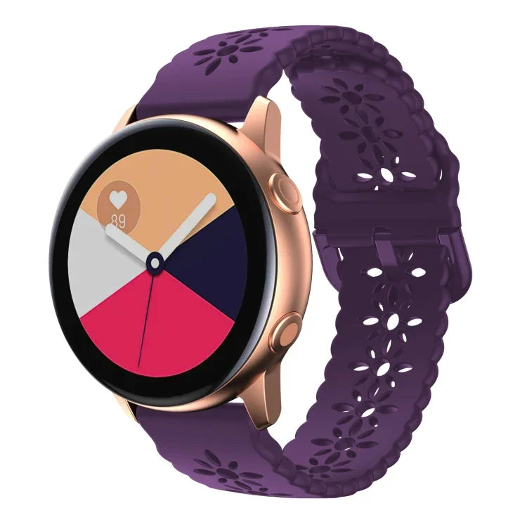 Pulseira de relógio em silicone com padrão de flor de ameixeira oca, para Samsung Galaxy Watch4 40/44mm, para Samsung Galaxy Watch4 Classic 42/46mm