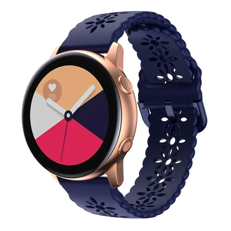 Pulseira de relógio em silicone com padrão de flor de ameixeira oca, para Samsung Galaxy Watch4 40/44mm, para Samsung Galaxy Watch4 Classic 42/46mm