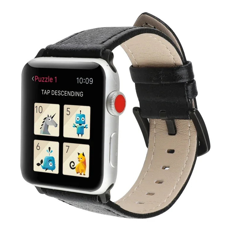 Correia de Relógio em Pele Genuína com Brilho para Apple Watch Series, 7 41mm / 6&SE&5&4 40mm / 3&2&1 38mm, 7 45mm / 6&SE&5&4 44mm / 3&2&1 42mm
