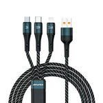 Cabo de dados de carregamento rápido 3 em 1 awei CL-972 Tipo-C / USB-C + 8 pinos + Micro USB, comprimento: 1,2m
