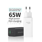 Carregador de Viagem de Carregamento Rápido awei PD9 65W GaN, Ficha UE