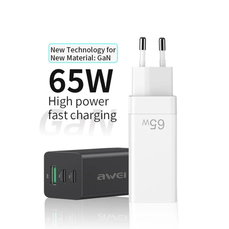 Carregador de Viagem de Carregamento Rápido awei PD9 65W GaN, Ficha UE