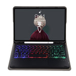 Capa de Couro com Teclado Bluetooth, Touchpad e Slot para Caneta em Pele de Cordeiro T07B-AS, para iPad 9.7 2018&2017 / Pro 9.7 / Air 2, para iPad 10.2 2021&2020&2019/Air 2019/Pro 10.5, para iPad Air 11 2025 / 2024 / Air 2022&2020 / Pro 11 2021&2020&2018