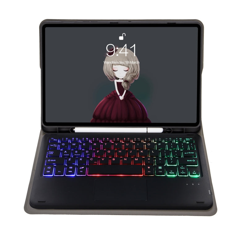 Capa de Couro com Teclado Bluetooth, Touchpad e Slot para Caneta em Pele de Cordeiro T07B-AS, para iPad 9.7 2018&2017 / Pro 9.7 / Air 2, para iPad 10.2 2021&2020&2019/Air 2019/Pro 10.5, para iPad Air 11 2025 / 2024 / Air 2022&2020 / Pro 11 2021&2020&2018