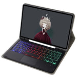 Capa de Couro com Teclado Bluetooth, Touchpad e Slot para Caneta em Pele de Cordeiro T07B-AS, para iPad 9.7 2018&2017 / Pro 9.7 / Air 2, para iPad 10.2 2021&2020&2019/Air 2019/Pro 10.5, para iPad Air 11 2025 / 2024 / Air 2022&2020 / Pro 11 2021&2020&2018
