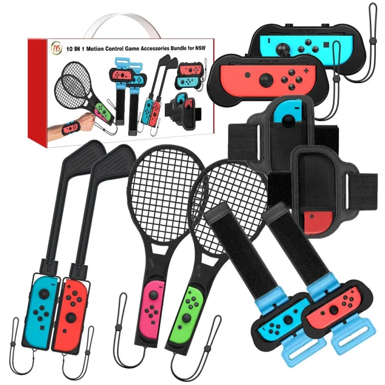JYS JYS-NS215 Conjunto de Acessórios Desportivos Somatosensoriais 10 em 1 para Nintendo Switch, JYS 10 em 1