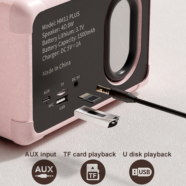 HM11 PLUS Altifalante Bluetooth Sem Fios Mini Retro Portátil HIFI, HM11 PLUS (Amarelo), HM11 PLUS (Preto), HM11 PLUS (Roxo), HM11 PLUS (Rosa), HM11 PLUS (Verde)