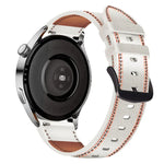 Pulseira de relógio em pele genuína com linha de costura, para Samsung Galaxy Watch 3 45mm, para Huawei Watch GT 3 46mm