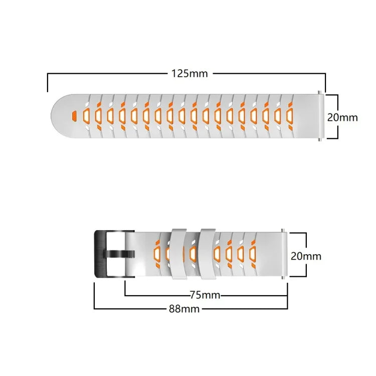 Correia de Relógio de Silicone com Três Fileiras de Orifícios em Forma Trapezoidal, Para Samsung Galaxy Watch 4 / Watch4 Classic, Para Samsung Galaxy Watch 42mm, Para Samsung Galaxy Watch 46mm, Para Samsung Galaxy Watch Active