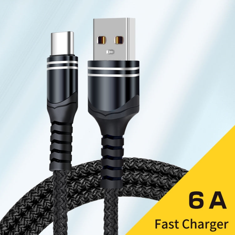 Cabo USB de carregamento trançado estilo 6A, comprimento do cabo: 1m, USB-C / Tipo-C, Micro USB, 8 pinos