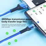 Cabo USB de carregamento trançado estilo 6A, comprimento do cabo: 1m, USB-C / Tipo-C, Micro USB, 8 pinos