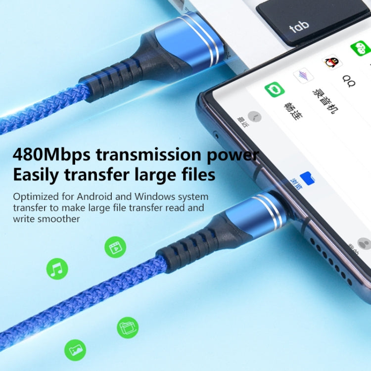 Cabo USB de carregamento trançado estilo 6A, comprimento do cabo: 1m, USB-C / Tipo-C, Micro USB, 8 pinos