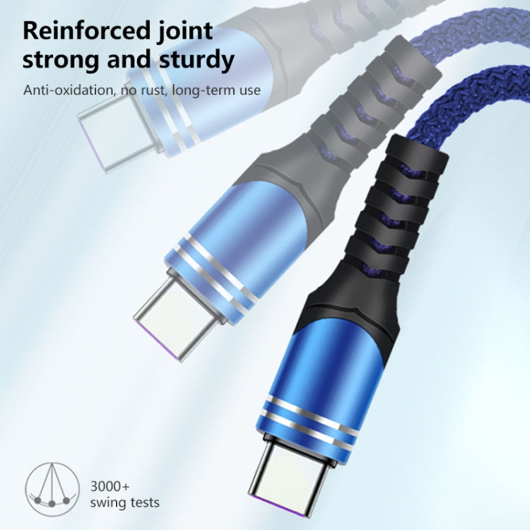 Cabo USB de carregamento trançado estilo 6A, comprimento do cabo: 1m, USB-C / Tipo-C, Micro USB, 8 pinos