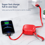 Cabo telescópico de carregamento 3 em 1 USB para 8 pinos + Micro USB + USB-C / Tipo-C com suporte para telemóvel