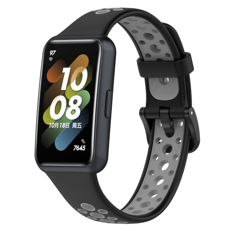 Two-color Breathable Silicone Watch Band, For Huawei Band 7 / 7 NFC
