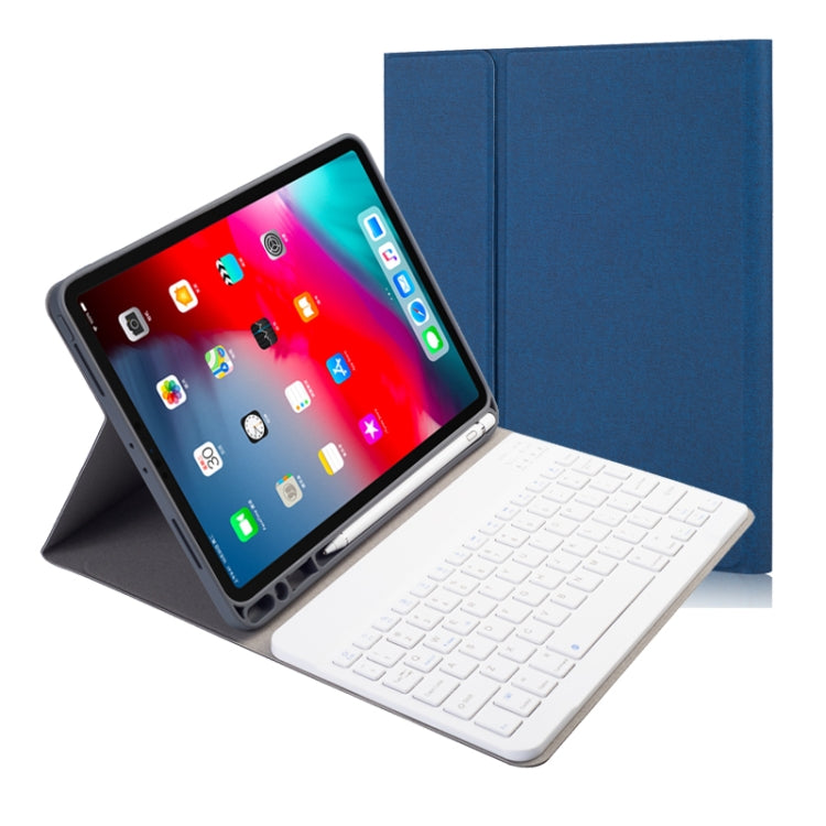 Capa de Couro com Teclado Bluetooth Magnético Destacável com Textura de Tecido e Flip Horizontal para iPad Pro 11 2020 / 2018 com Suporte e Suporte para Caneta, RK11, RK11D Retroiluminado