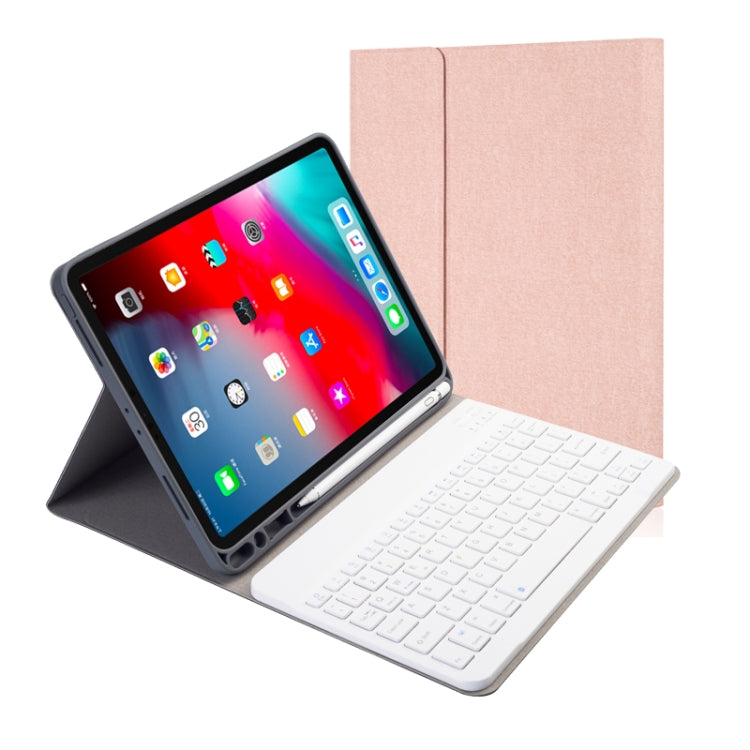 Capa de Couro com Teclado Bluetooth Magnético Destacável com Textura de Tecido e Flip Horizontal para iPad Pro 11 2020 / 2018 com Suporte e Suporte para Caneta, RK11, RK11D Retroiluminado