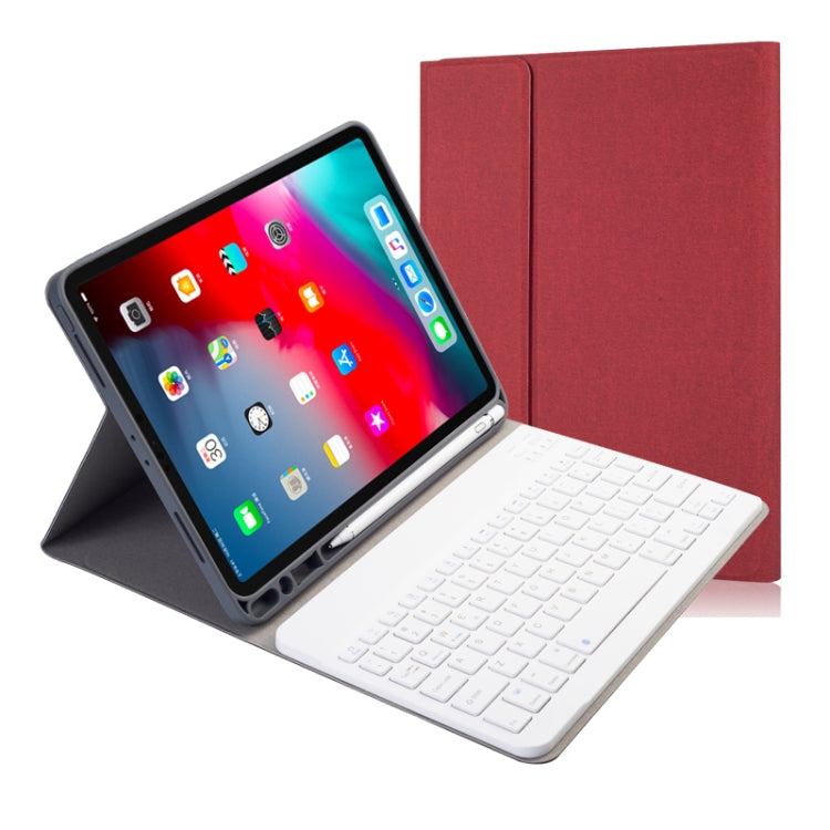 Capa de Couro com Teclado Bluetooth Magnético Destacável com Textura de Tecido e Flip Horizontal para iPad Pro 11 2020 / 2018 com Suporte e Suporte para Caneta, RK11, RK11D Retroiluminado