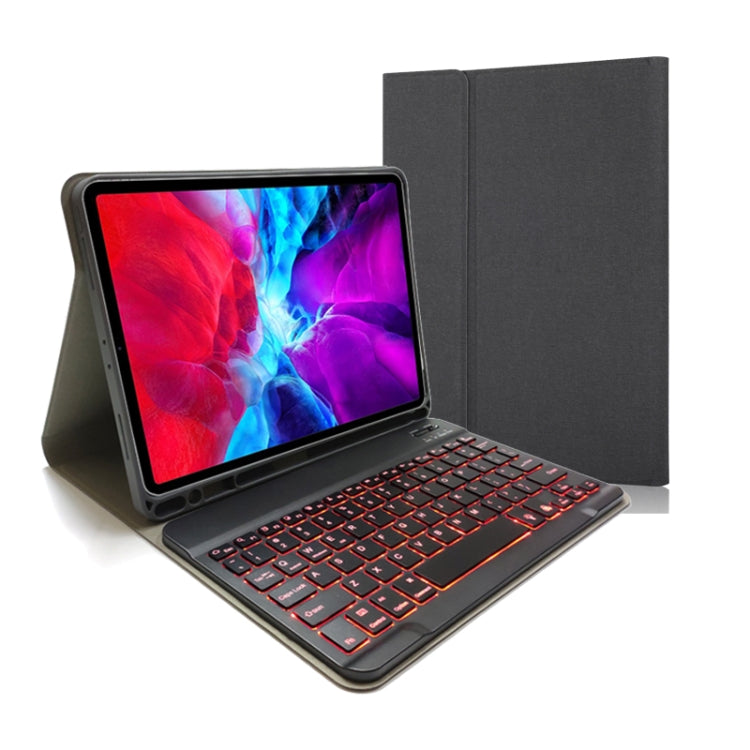 Capa de Couro com Teclado Bluetooth Magnético Destacável com Textura de Tecido e Flip Horizontal para iPad Pro 11 2020 / 2018 com Suporte e Suporte para Caneta, RK11, RK11D Retroiluminado