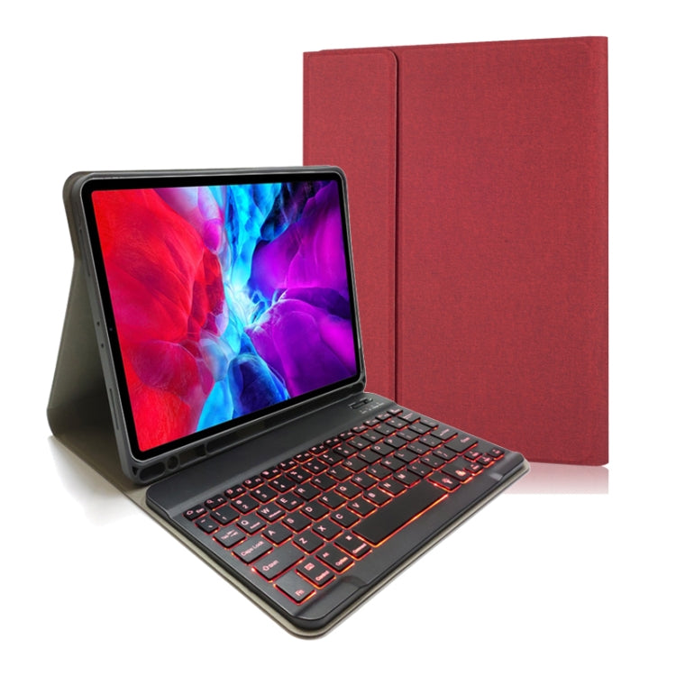 Capa de Couro com Teclado Bluetooth Magnético Destacável com Textura de Tecido e Flip Horizontal para iPad Pro 11 2020 / 2018 com Suporte e Suporte para Caneta, RK11, RK11D Retroiluminado