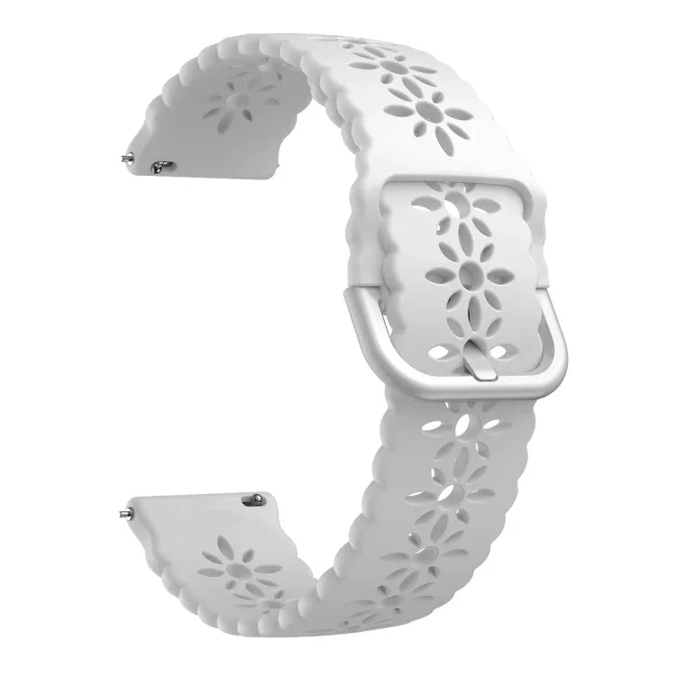 Plum Blossom Hollowed Silicone Watch Band, For Samsung Galaxy Watch4 20mm, For Huawei Watch GT 3 Pro 22mm