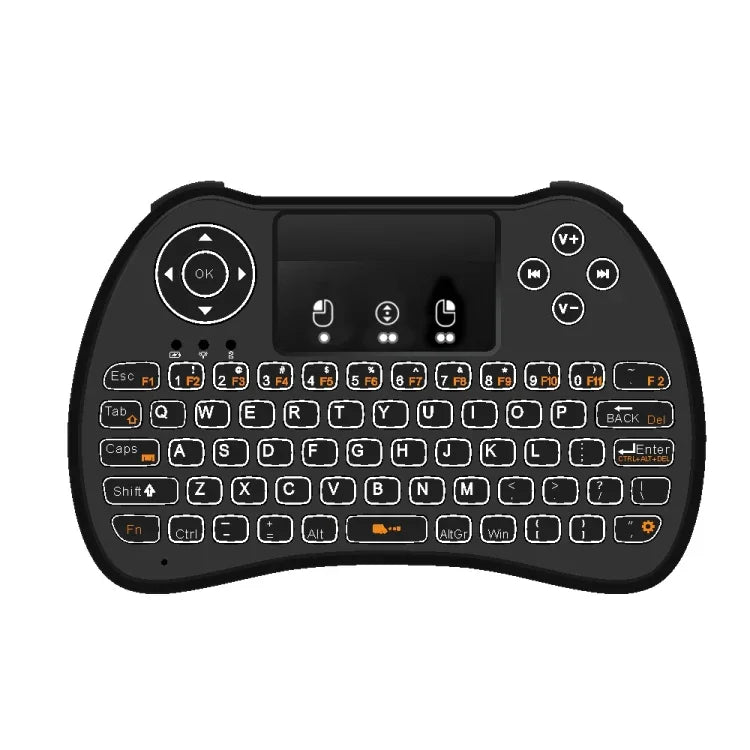 Teclado QWERTY Mini Sem Fios H9 2.4GHz Air Mouse com Retroiluminação Branca e Touchpad para PC, TV, com Retroiluminação Branca