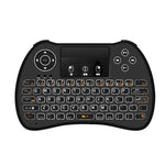 Teclado QWERTY Mini Sem Fios H9 2.4GHz Air Mouse com Retroiluminação Branca e Touchpad para PC, TV, com Retroiluminação Branca