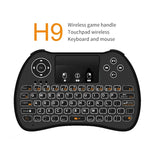 Teclado QWERTY Mini Sem Fios H9 2.4GHz Air Mouse com Retroiluminação Branca e Touchpad para PC, TV, com Retroiluminação Branca