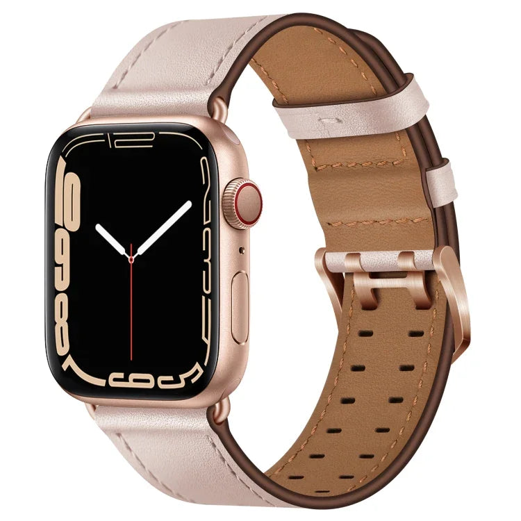 Correia de Relógio em Pele com Fivelas Duplas para Apple Watch Series, 7 41mm / 6&SE&5&4 40mm / 3&2&1 38mm, 7 45mm / 6&SE&5&4 44mm / 3&2&1 42mm