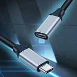 Cabo de Extensão de Transmissão de Dados e Carregamento USB-C / Type-C Macho para Fêmea 10Gbps, 25cm, 50cm, 1m, 2m