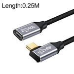 Cabo de Extensão de Transmissão de Dados e Carregamento USB-C / Type-C Fêmea para Macho com Cotovelo 10Gbps, 25cm, 50cm, 1m