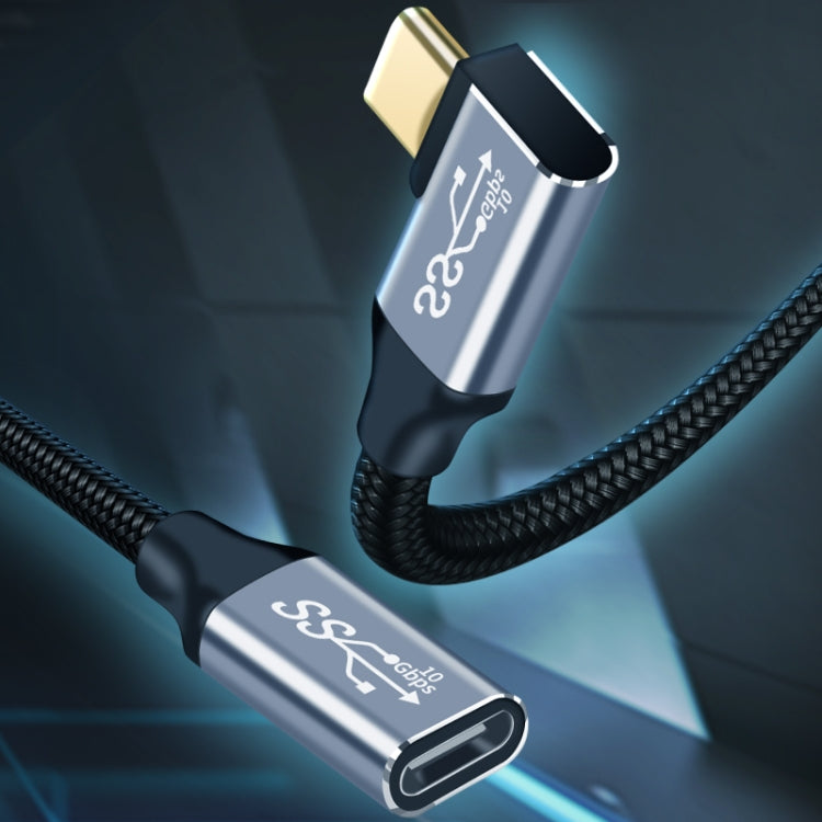 Cabo de Extensão de Transmissão de Dados e Carregamento USB-C / Type-C Fêmea para Macho com Cotovelo 10Gbps, 25cm, 50cm, 1m